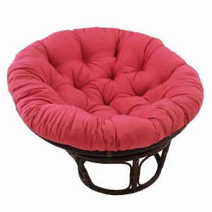 42" Rattan Papasan Chair with Solid Twill Cushion - International Caravan
