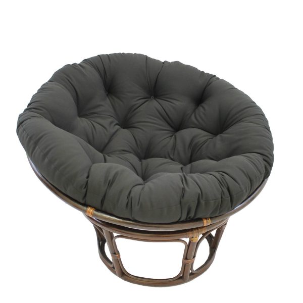 42" Rattan Papasan Chair with Solid Twill Cushion - International Caravan - Image 4