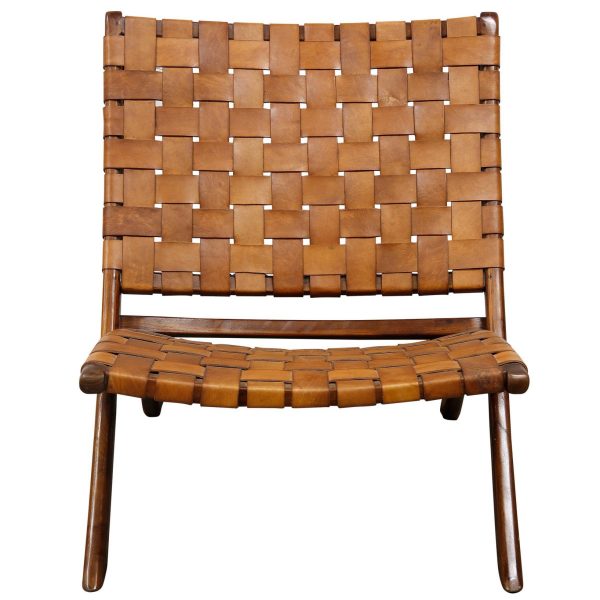 Stylecraft Mid Century Modern Lounge Chair Cognac Brown: Solid Teak Frame, Leather Upholstery, No Assembly Required - Image 2