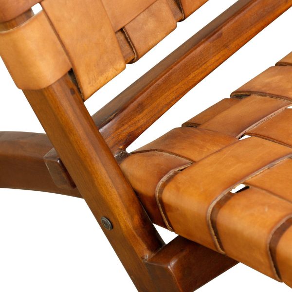 Stylecraft Mid Century Modern Lounge Chair Cognac Brown: Solid Teak Frame, Leather Upholstery, No Assembly Required - Image 3