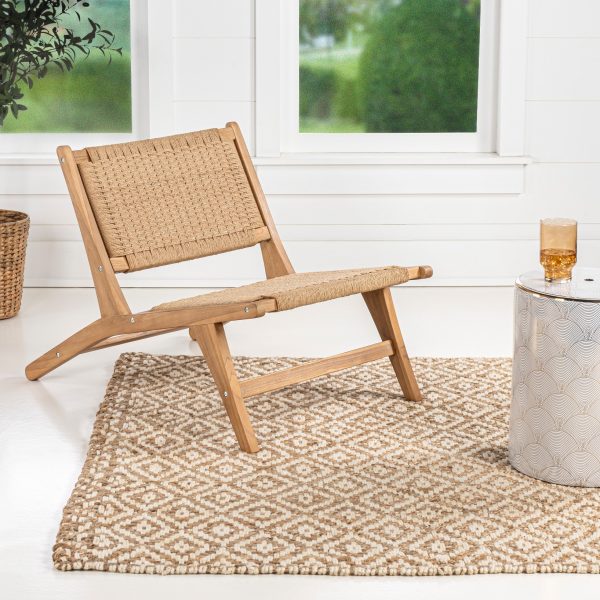 Parker Mid-Century Modern Woven Seagrass Wood Armless Lounge Chair - JONATHAN Y - Image 2