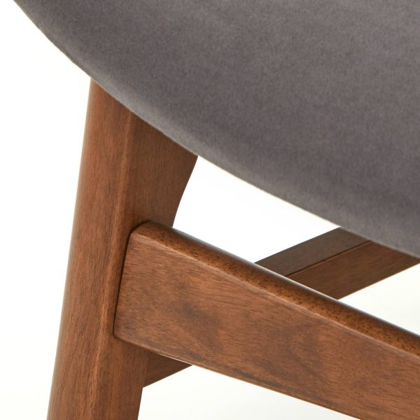 Sense Lounge Chair Gray - Lifestorey: Velvet Upholstery, Mid-century Design, Rubberwood Legs - Image 5